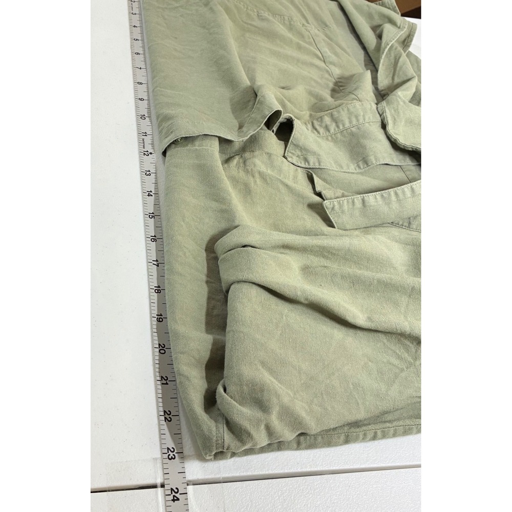 Banana Republic Women L Olive Green Linen Blend Long Sleeve  Oversized Shirt - Picture 4 of 5